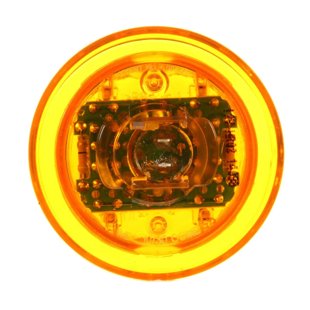 Truck-Lite, 10 Series, High Profile, LED, Yellow Round, 8 Diode, 12V Marker / Clearance Light