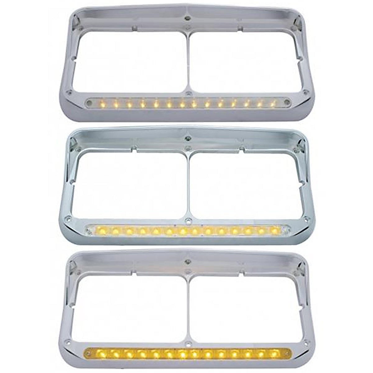 United Pacific, 14 LED Rectangular Dual Headlight Bezel with Visor (various colors)