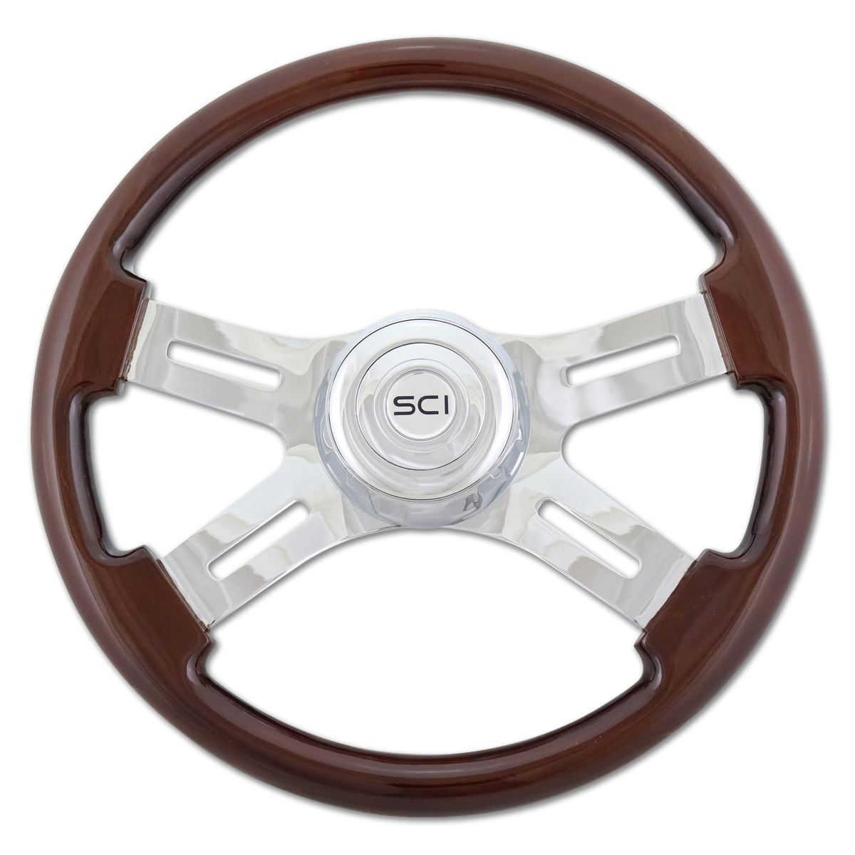 Steering Creations, 16" 3-Spoke or 4 Spoke Mahogany Wood Rim Steering Wheel