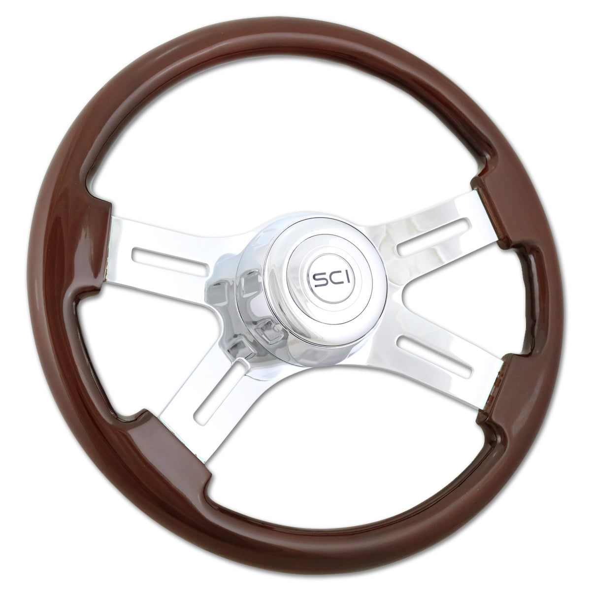 Steering Creations, 16" 3-Spoke or 4 Spoke Mahogany Wood Rim Steering Wheel