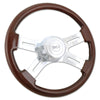 16" 3-Spoke or 4 Spoke Mahogany Wood Rim Steering Wheel