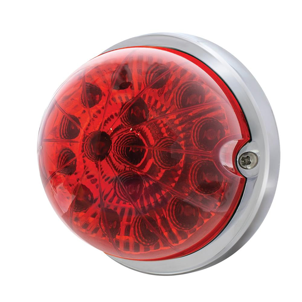 United Pacific, 17 LED Dual Function Watermelon Clear Reflector Flush Mount Kit w Low Profile Bezel - Red LED/Red Lens