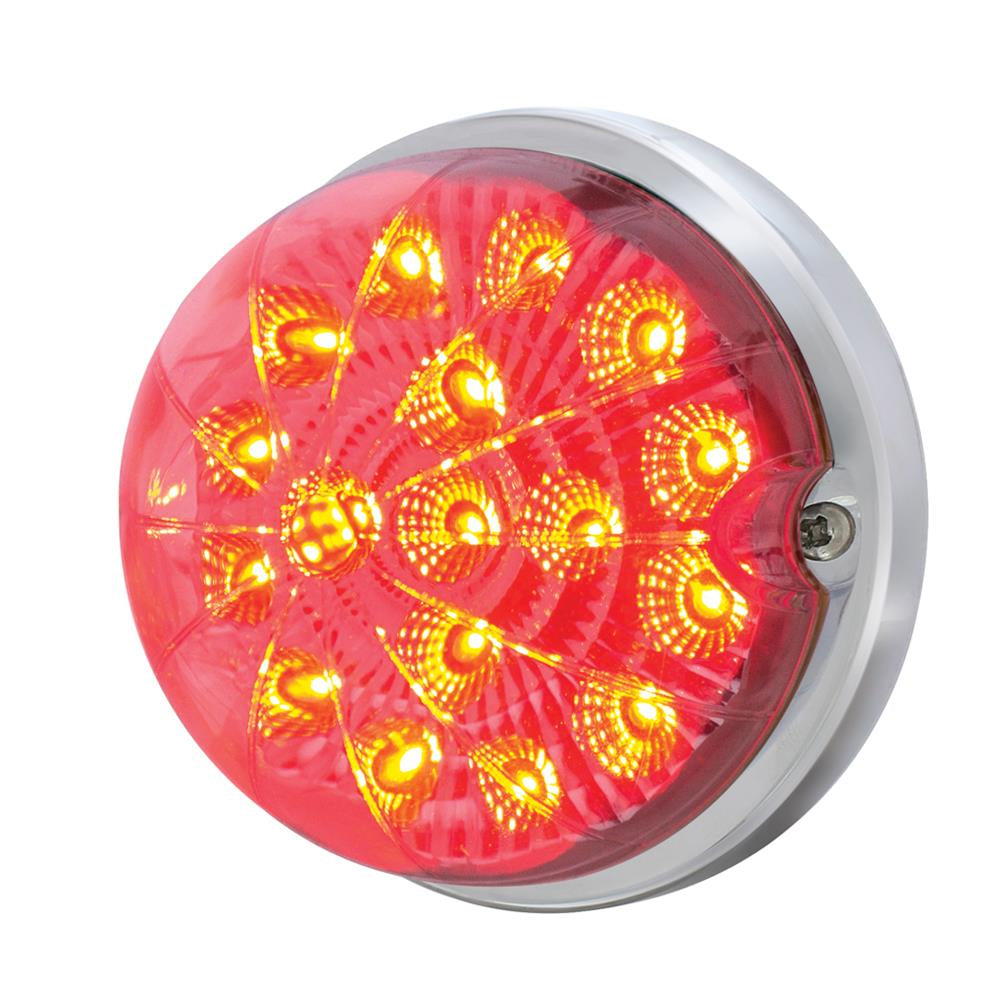 United Pacific, 17 LED Dual Function Watermelon Flush Mount Kit w Bezel - Red LED/Clear Lens