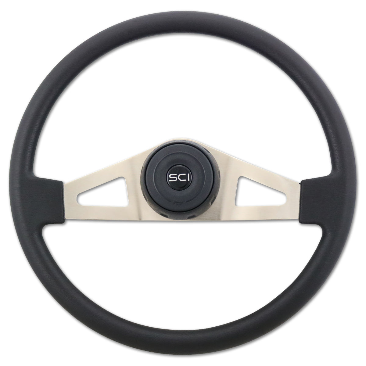 Steering Creations, 18" Pinion Polyurethane or Leather Steering Wheel w/ Chrome 2-Spokes