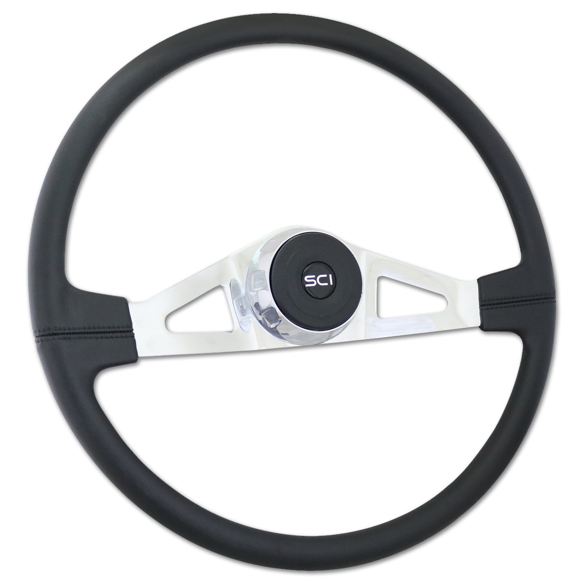 Steering Creations, 20" Polyurethane or Leather Rim Steering Wheel - Black 2-Spokes (Thunderbolt, Pinion, Taft, Rogers, Lincoln)