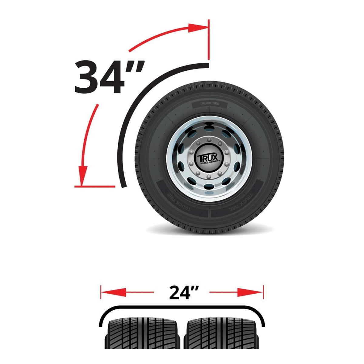 Trux, 34" Long Stainless Steel Quarter Fender Kit w Rolled Edge