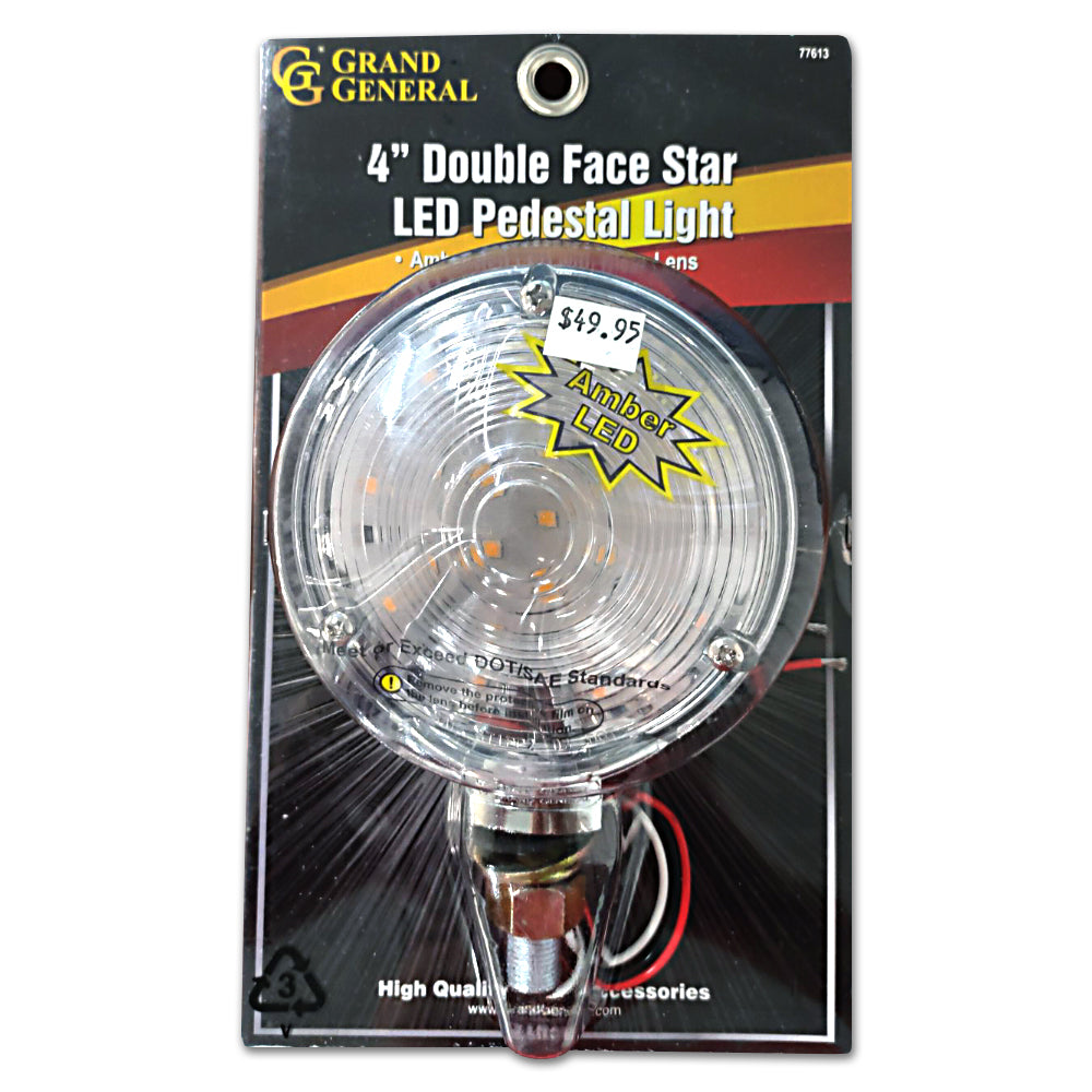 Grand General, 4" Double Face Star LED Pedestal Light (Amber/Red w Clear lens)