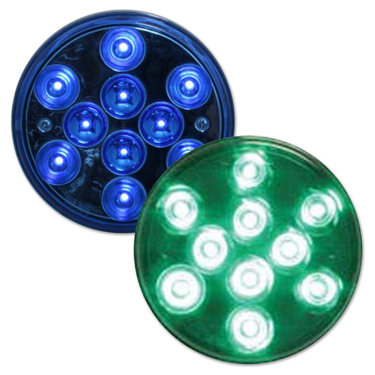 Grand General, 4 Inch LED Dual Brightness - 10 LED - 12 Volt - Off Road Lights (Blue or Green)