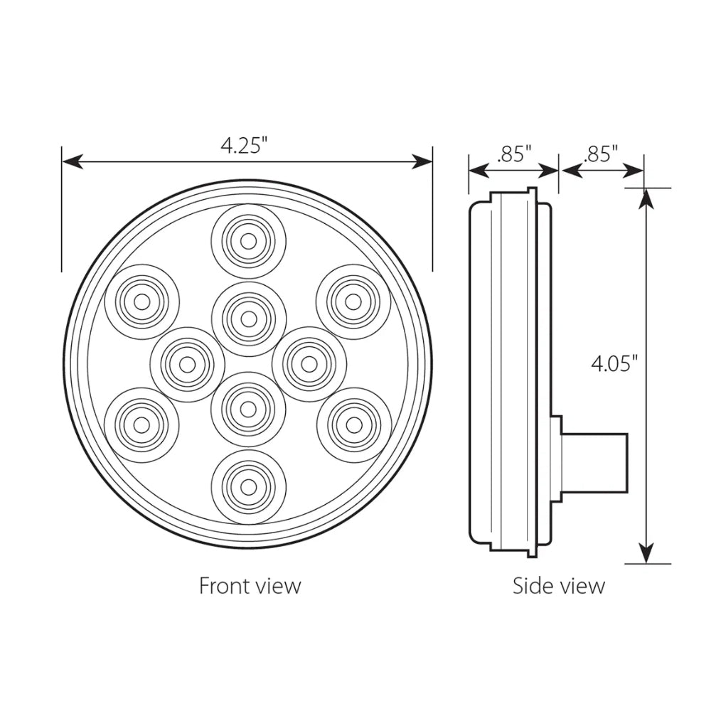 Grand General, 4" MEGA 10 LED Green/Clear Stop-Turn-Tail Light