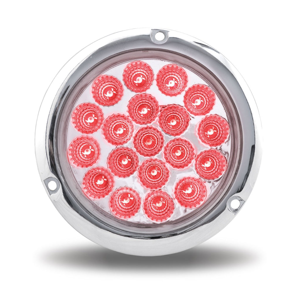 Trux, 4" Red Stop, Turn & Tail to Blue Aux Round Flange Mount LED Light - 19 Diodes