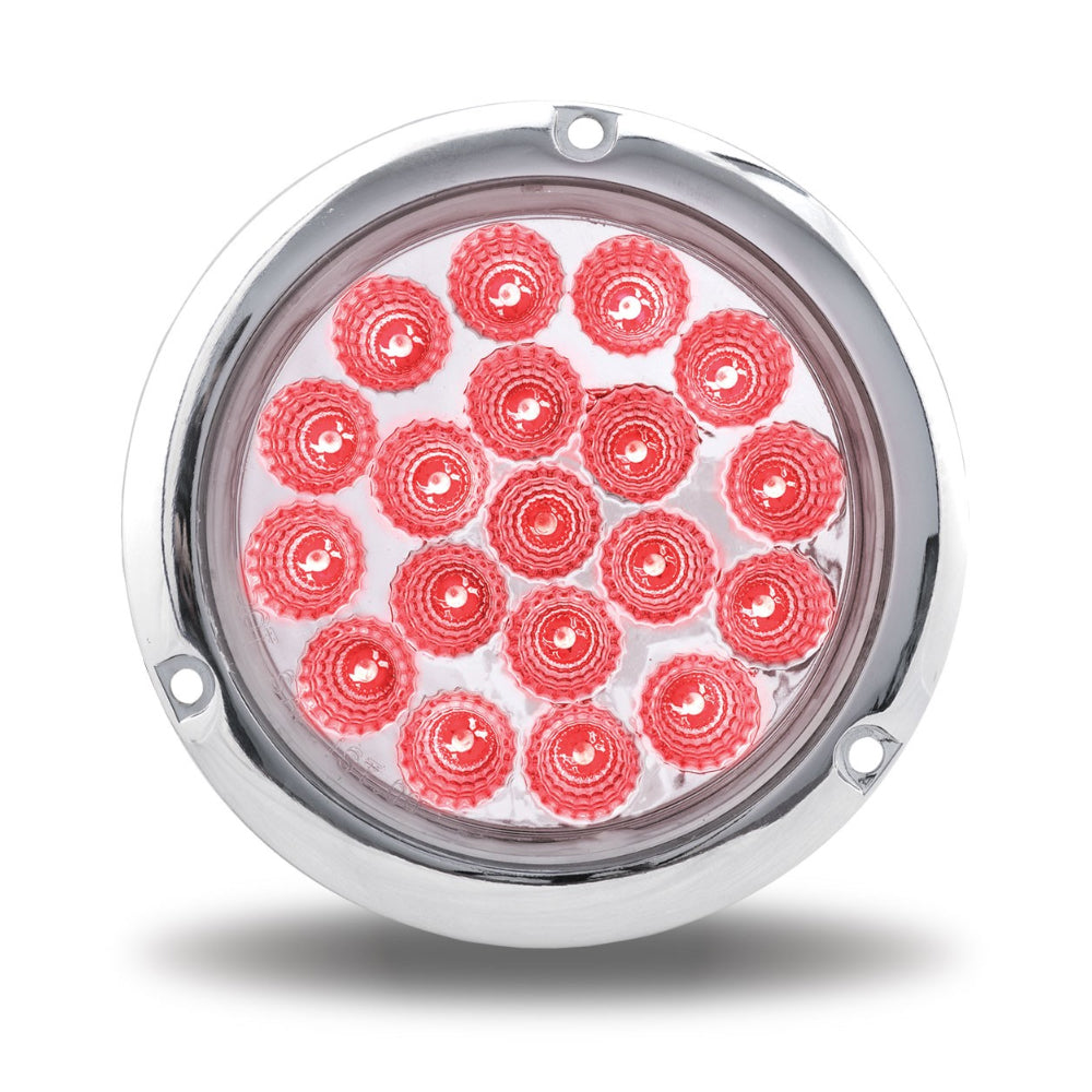 Trux, 4" Red Stop, Turn & Tail to White Back Up Round Flange Mount LED Light - 19 Diodes