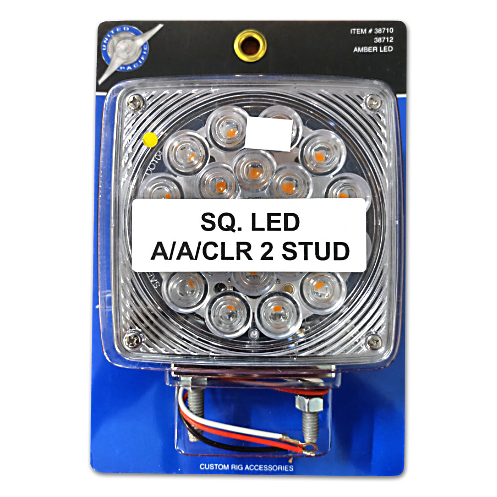 United Pacific, 45 LED Double Stud Double Face Turn Signal Light - Amber LED/Clear Lens