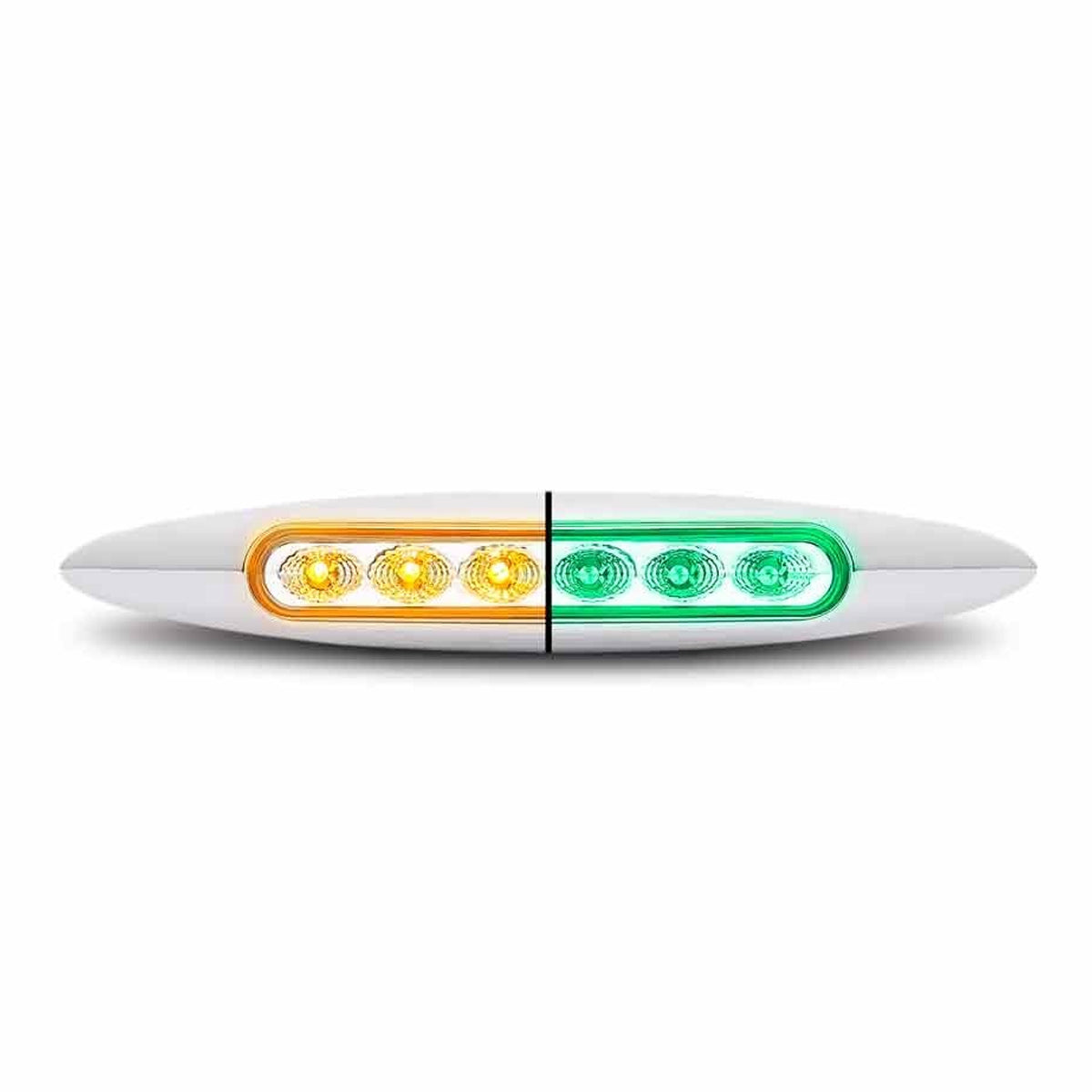 Trux, 6" Dual Revolution Amber Marker to Green Aux. Slim LED Light (6 Diodes)