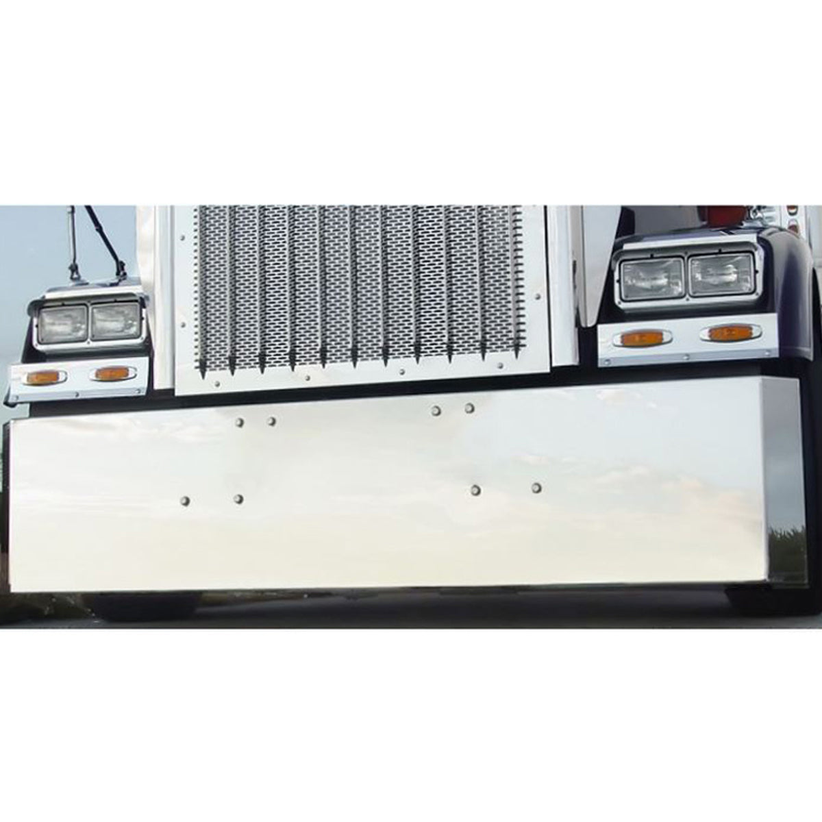 Roadworks, Kenworth / Freightliner / Peterbilt / International / Western Star Classic Multi-Fit Bumper w Boxed Ends & Blind Mounts - 18, 20 or 22 inches