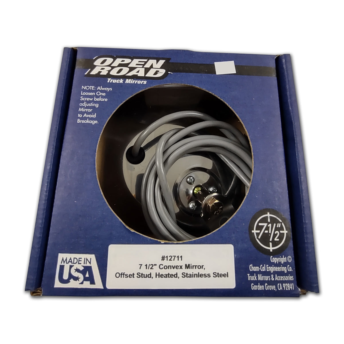 Open Road, Open Road 7.5" Stainless Steel Heated Convex Mirror - Offset mount