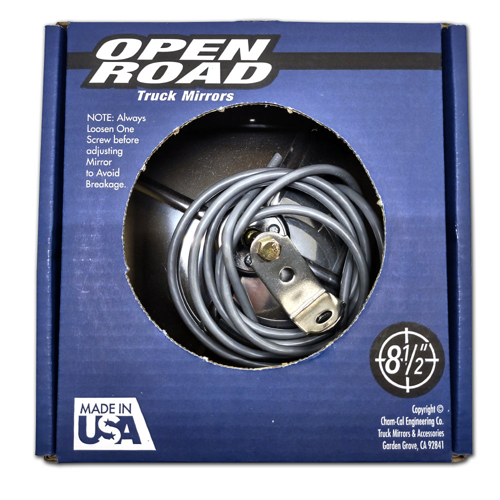 Open Road, Open Road 8.5" Stainless Steel Heated Convex Mirror - Center Mount