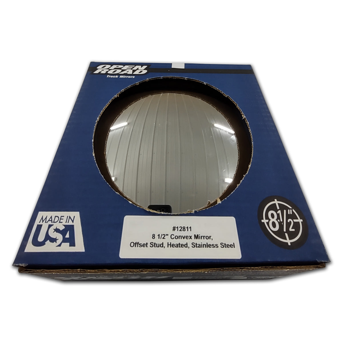 Open Road, Open Road 8.5" Stainless Steel Heated Convex Mirror - Offset Mount