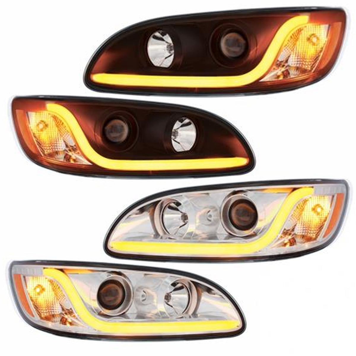 United Pacific, Peterbilt 337/386/387 Projection Headlight with Dual Function LED Light Bar