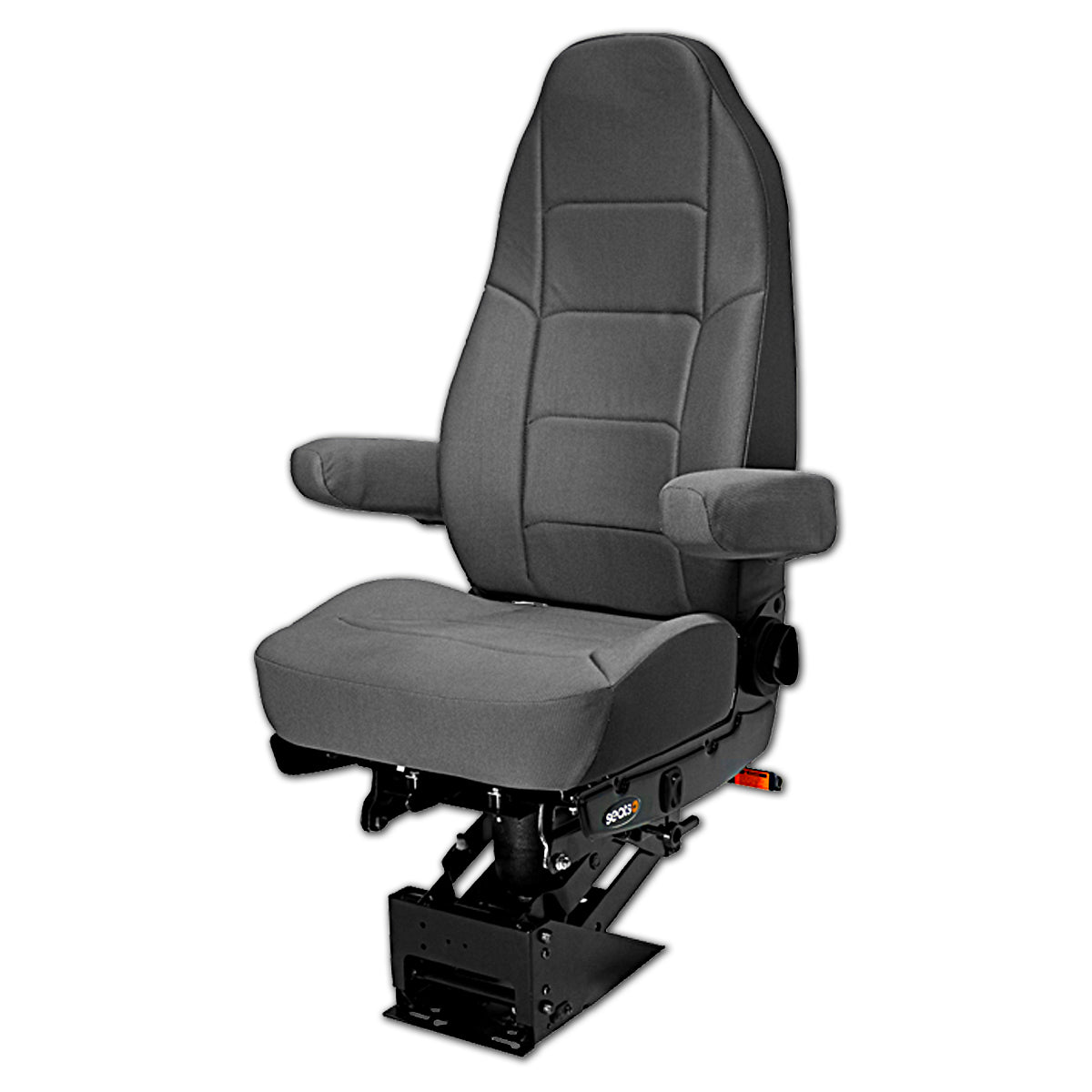 Seats, Seats Inc.™ Heritage "Silver" High Back Truck Seat, Black Tuff-Cloth™ & Armrests