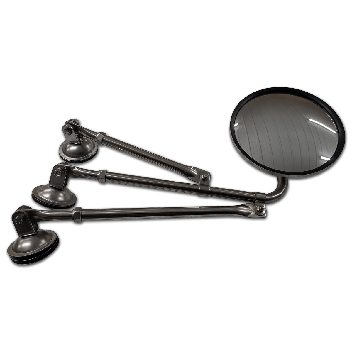 Open Road, Shortened Tripod Fender Assembly w 8.5 in Stainless Convex Mirror