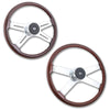 18" Eastwood or 20" Fury Mahogany Wood Rim Steering Wheel w/ Chrome 4-spokes