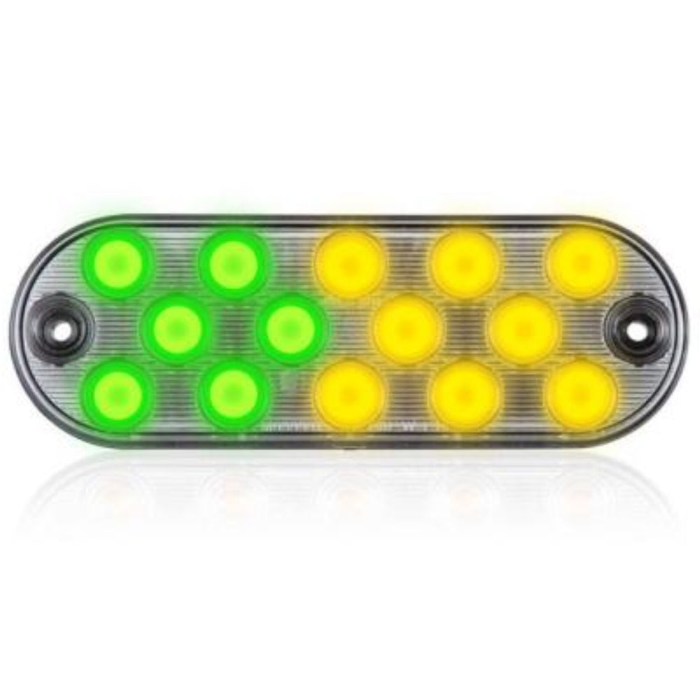 Trux, Trux 14 LEDs Oval Amber/Green 6.5" Surface Mount Warning Light