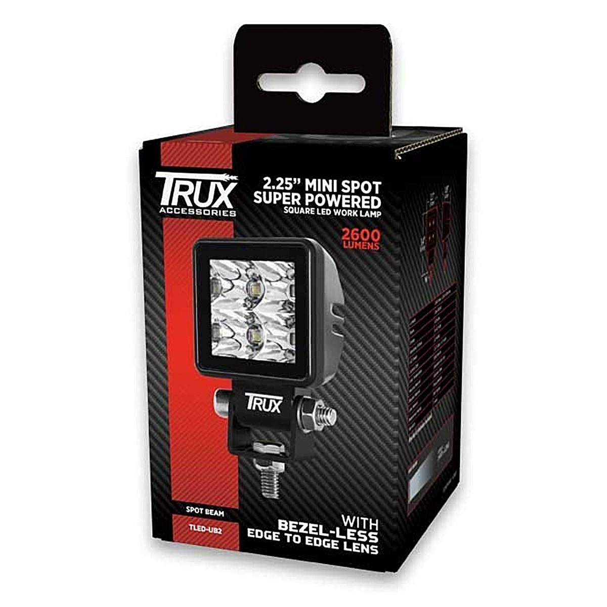 Trux, Trux 2600 Lumen, 2.25" Mini Bezel-Less Super Powered LED Square Spot/Work Lamp