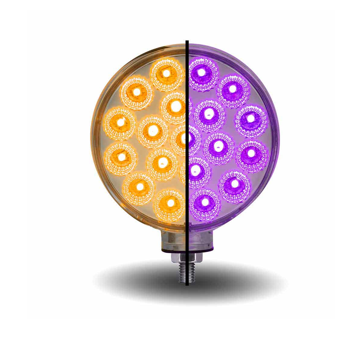 Trux, Trux Dual Revolution Amber/Red Turn & Marker to Purple Aux. Double Face Round LED Light