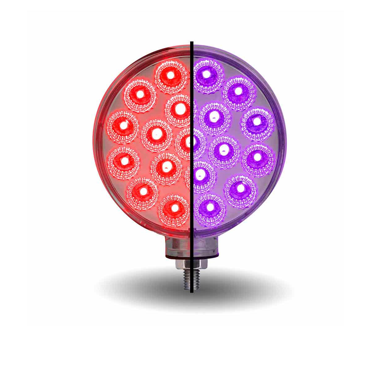 Trux, Trux Dual Revolution Amber/Red Turn & Marker to Purple Aux. Double Face Round LED Light