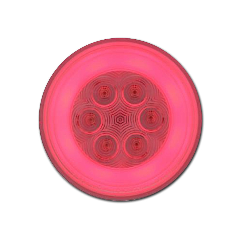 United Pacific, United Pacific - 21 LED 4" Round GloLight (Stop, Turn & Tail) - Red LED/Clear Lens