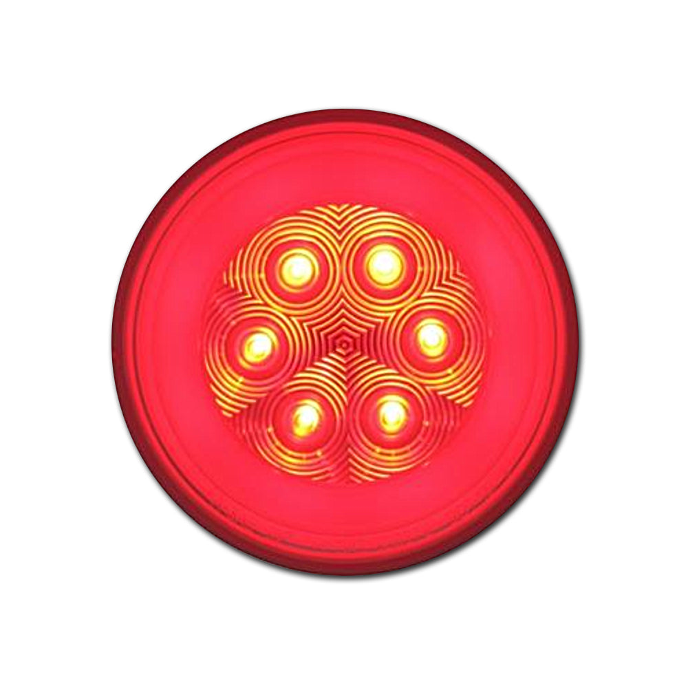 United Pacific, United Pacific - 21 LED 4" Round GloLight (Stop, Turn & Tail) - Red LED/Clear Lens