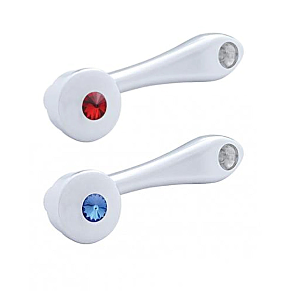 United Pacific, United Pacific Square Mount Chrome Window Cranks - Red or Blue Crystal