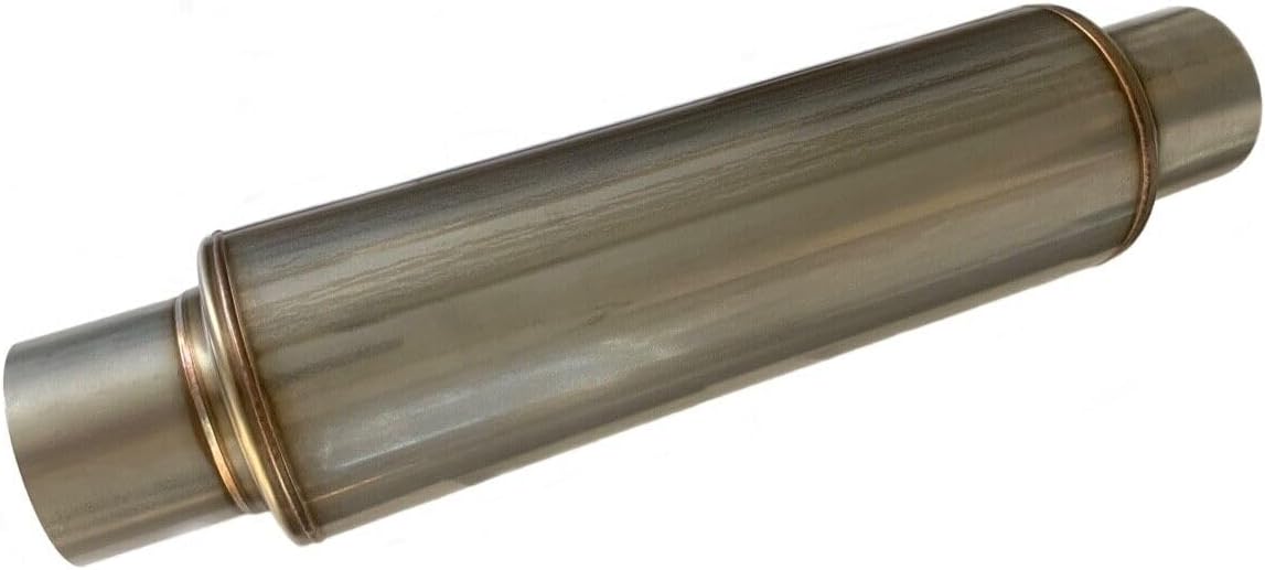 BRAND, CATEGORY, FUDA INDUSTRIES, MUFFLERS, Exhaust Muffler 2.5" In/Out Center 4.5" Round Body Moderate Sound