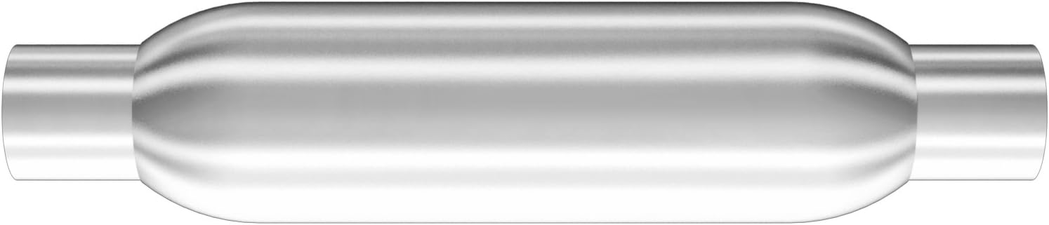 BRAND, CATEGORY, MAGNAFLOW EXHAUST PRODUCTS, MUFFLERS, MagnaFlow Glasspack 3.5in Round Center/Center Performance Muffler Exhaust 18115-2.25in Inlet/Outlet Diameter, 12in Body Length, 16in Overall Length, Aluminized Finish - Classic Deep Exhaust Sound