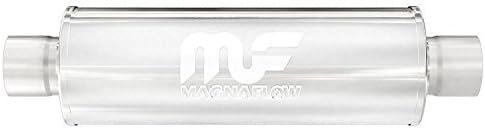 BRAND, CATEGORY, MAGNAFLOW EXHAUST PRODUCTS, MUFFLERS, MagnaFlow Performance Exhaust Muffler 14156: 2.5"/2.5" Inlet/Outlet, 4x4x6" Round, Stainless Steel, Brushed Finish