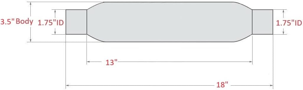 AEFLOX, BRAND, CATEGORY, MUFFLERS, 1.75 Glasspack/Muffler 1.75"" ID Inlet and Outlet 18"" Long Round 3"" Body (Qty2)