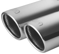 BRAND, CATEGORY, MUFFLERS, V-MAXZONE PARTS, Sport Exhaust Muffler Black Steel Tailpipe Stainless Steel Double Round Tips 70mm Compatible with Audi A4 8E 8F B7 Avant 2.0 TDI 103kW 140HP 2005 2006 2007 2008