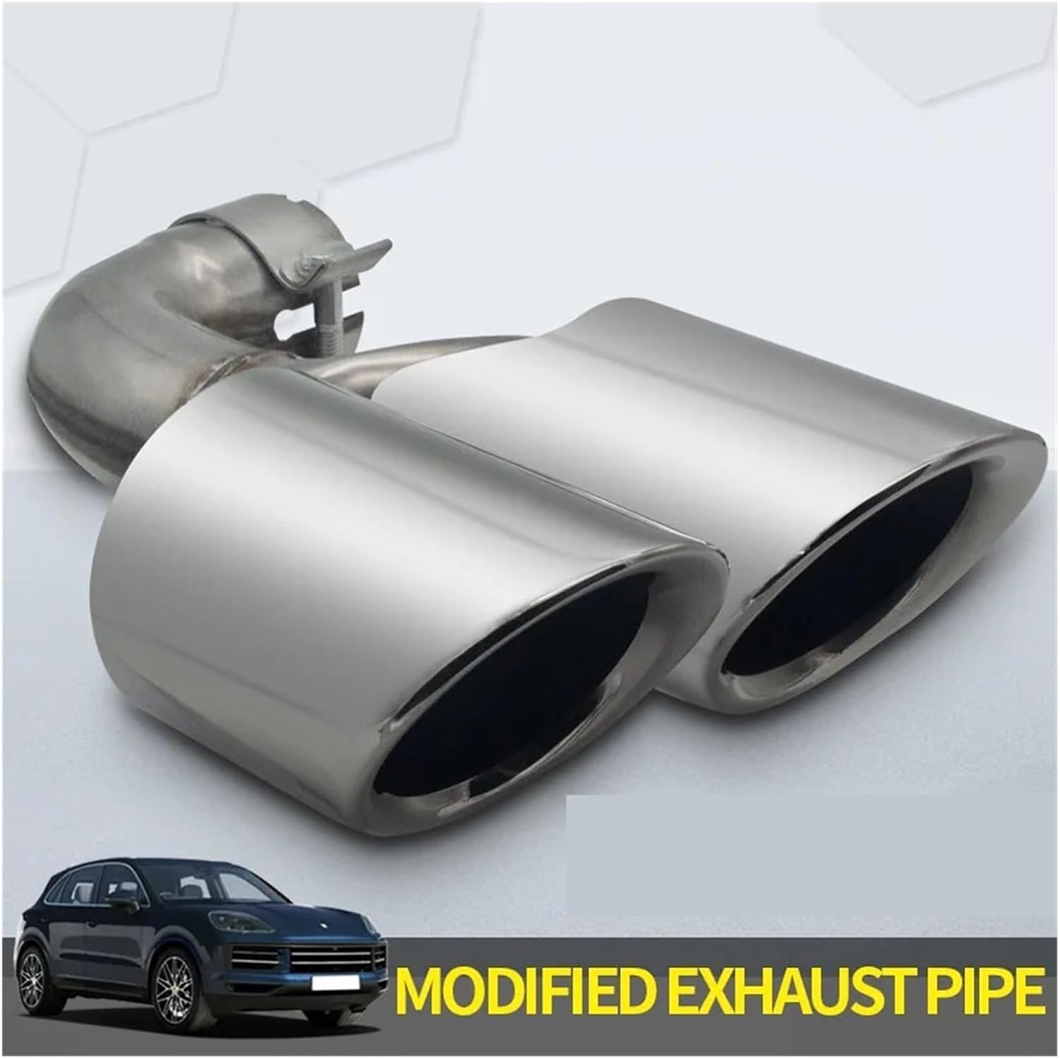 BRAND, CATEGORY, MUFFLERS, OVGFSQFL, Stainless steel Cayenne exhaust Tip is Compatible For more than 19 Compatible For Porsche four round mouth single-layer modified tail throat pai(Premium black)